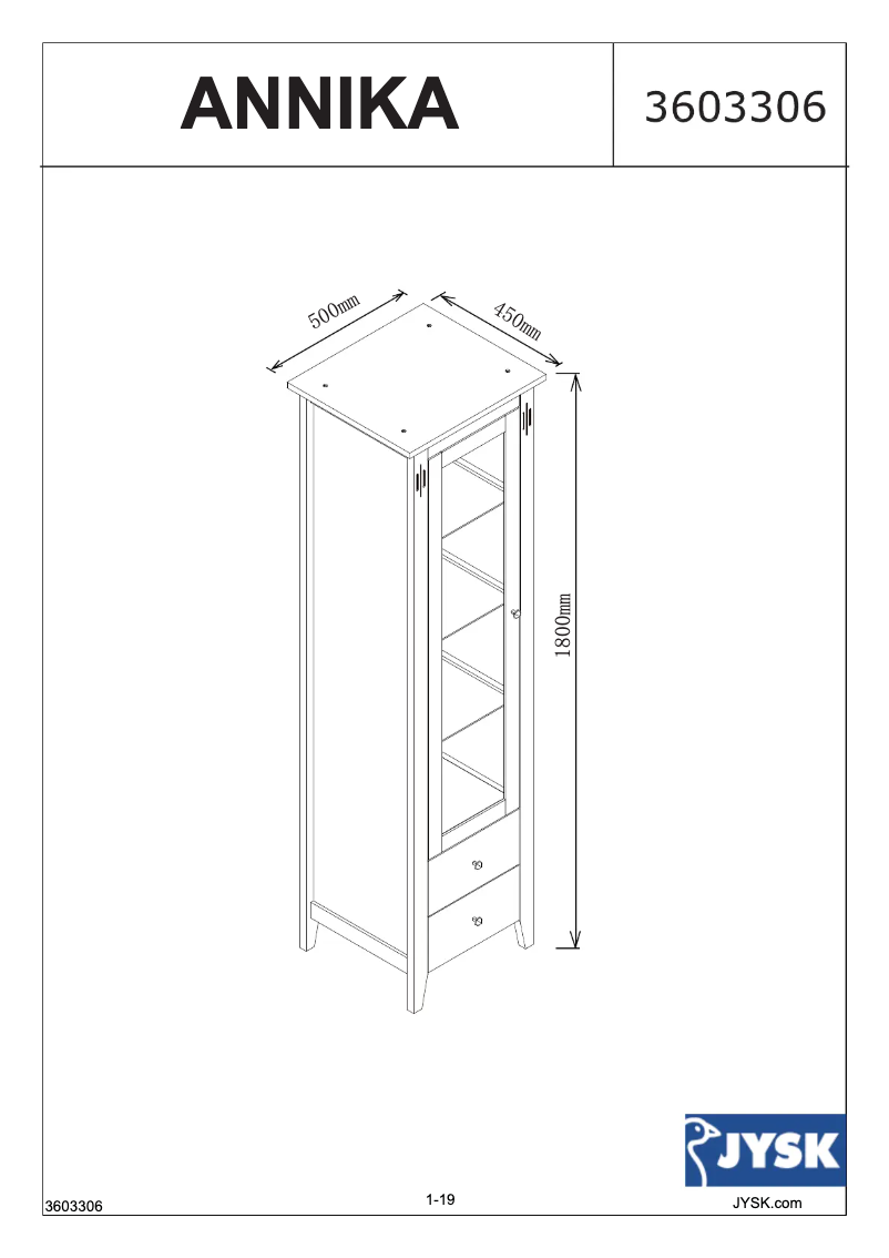 First page image of the manual for Annika (50x45x180)