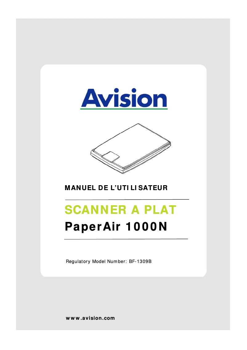 Page 1 of the manual User Manual Avision PaperAir 1000N