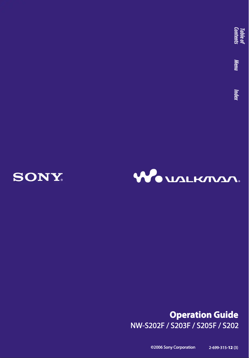 Page 1 of the manual User Manual Sony Walkman NW-S205F