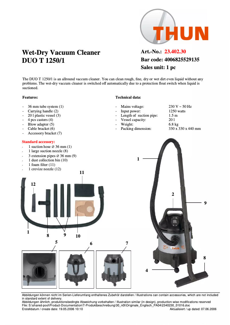 Page 1 of the manual User Manual THUN DUO T 1250/1