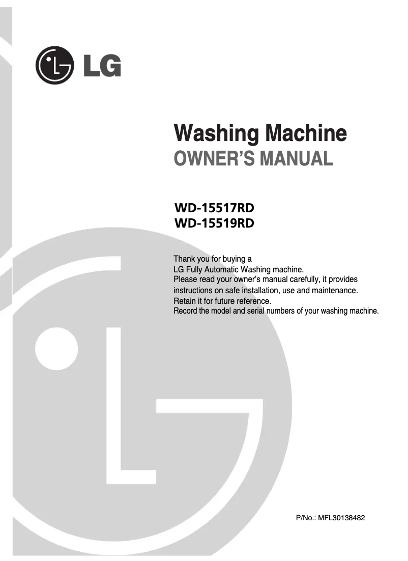 Page 1 of the manual User Manual LG WD-15517RD