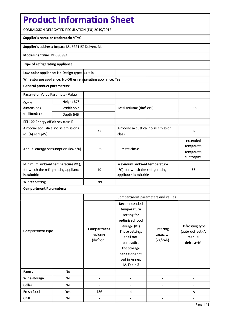 First page image of the manual for KD63088A