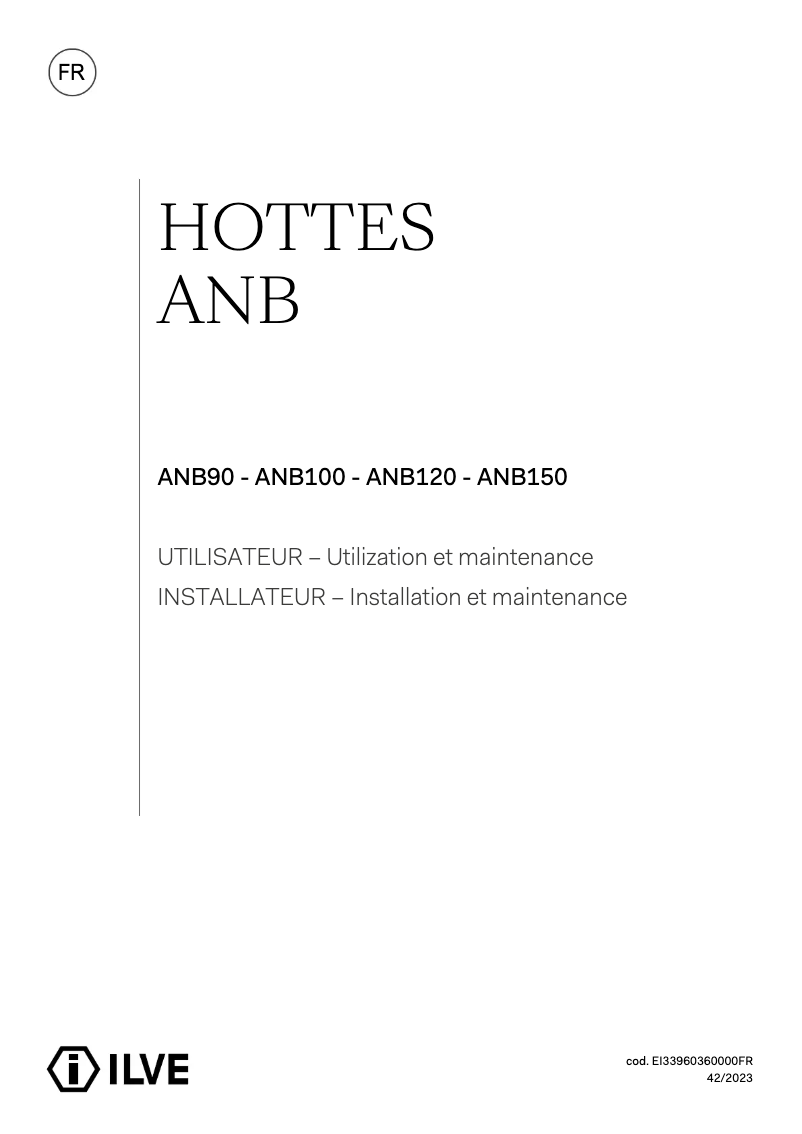 Page 1 of the manual User Manual Ilve ANB90