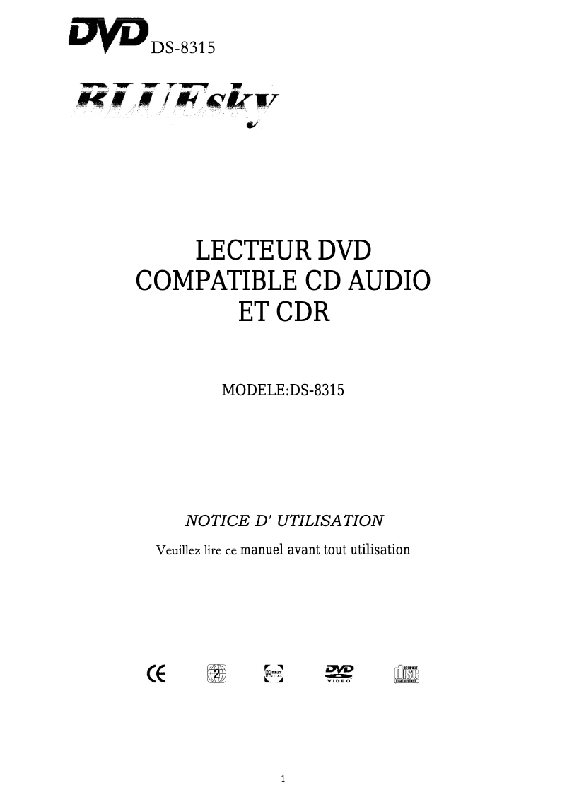 Page 1 of the manual User Manual Bluesky DS-8315