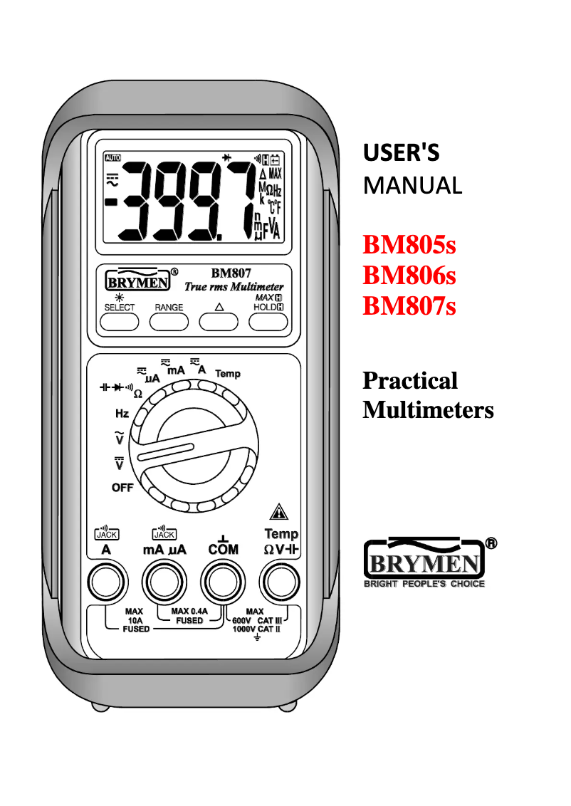 Page 1 of the manual User Manual Brymen BM807s