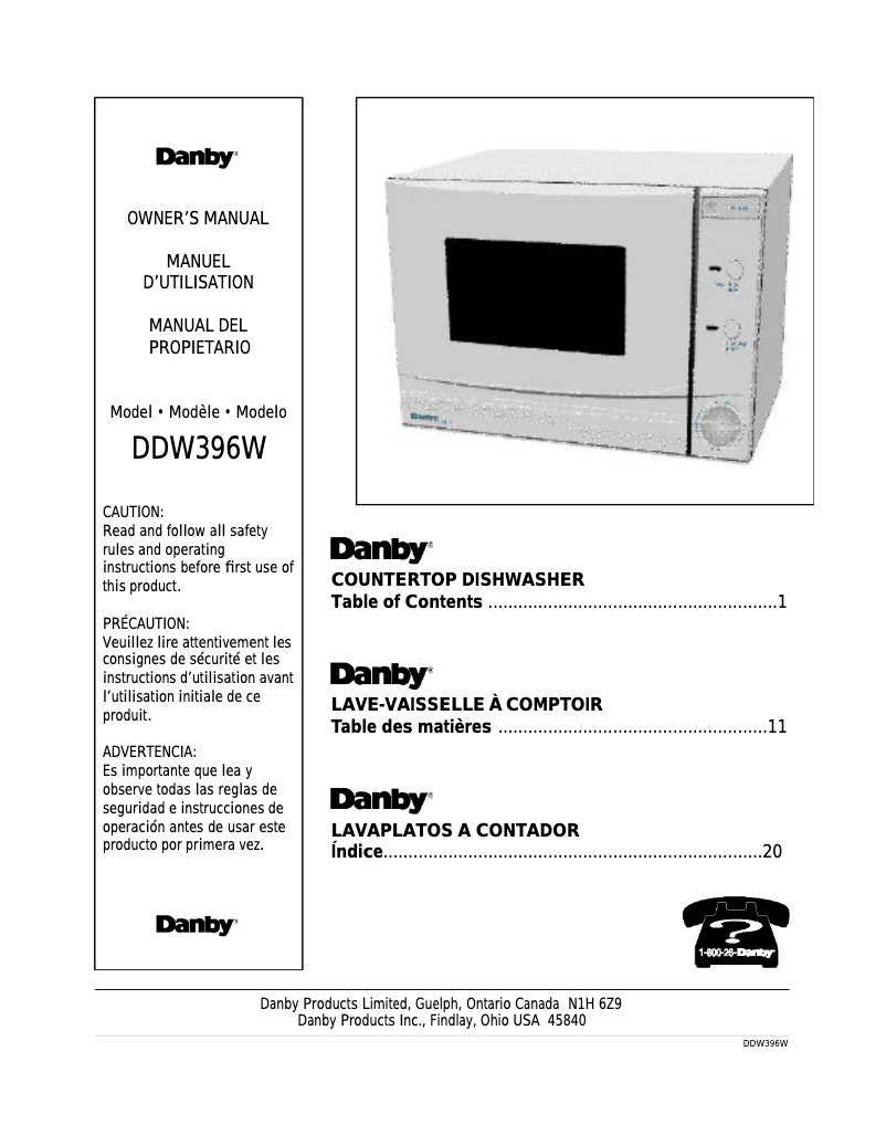 First page image of the manual for DDW396W