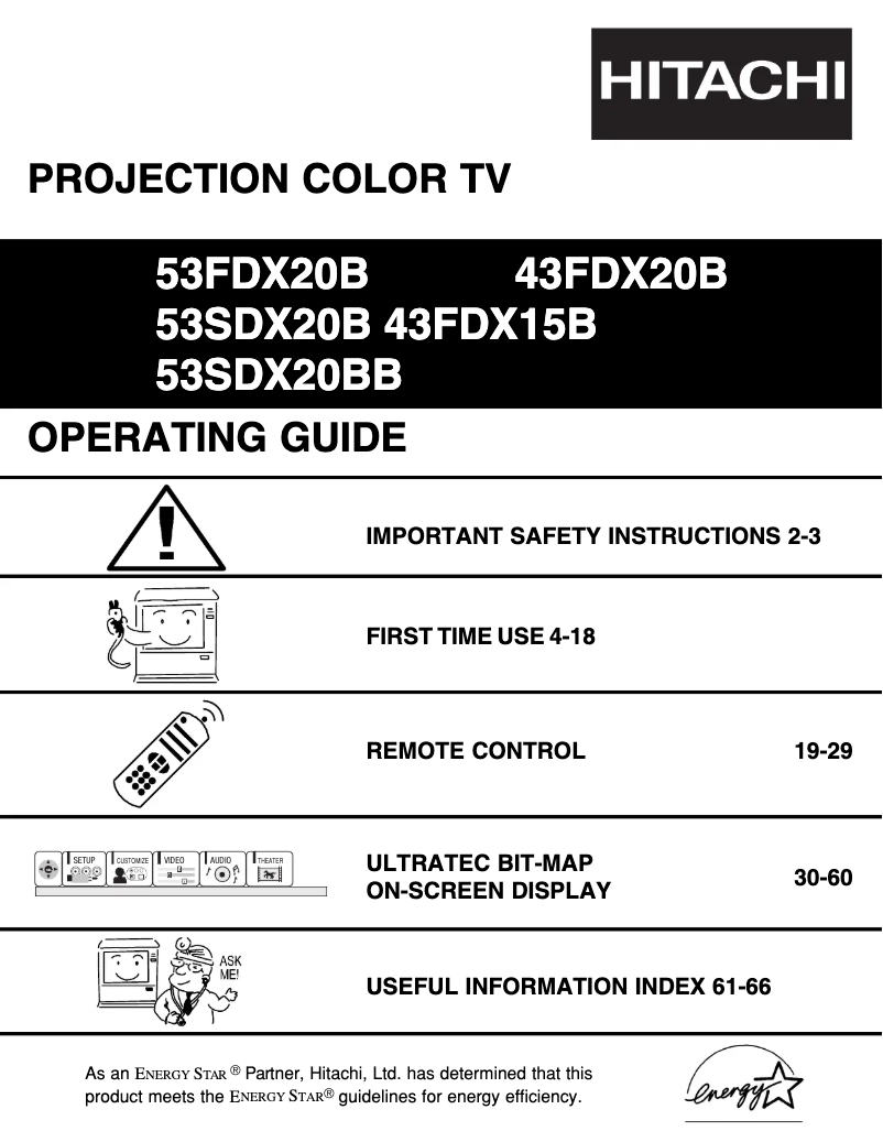 Page 1 of the manual User Manual Hitachi 53SDX20B