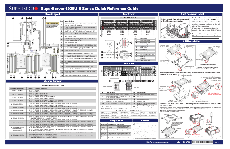 Page 1 of the manual Quick Start Guide Supermicro SuperServer 6029U-E1CR25M