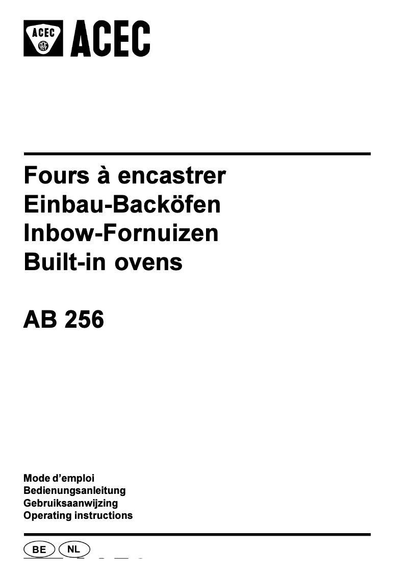 Page 1 of the manual User Manual Acec AB 256