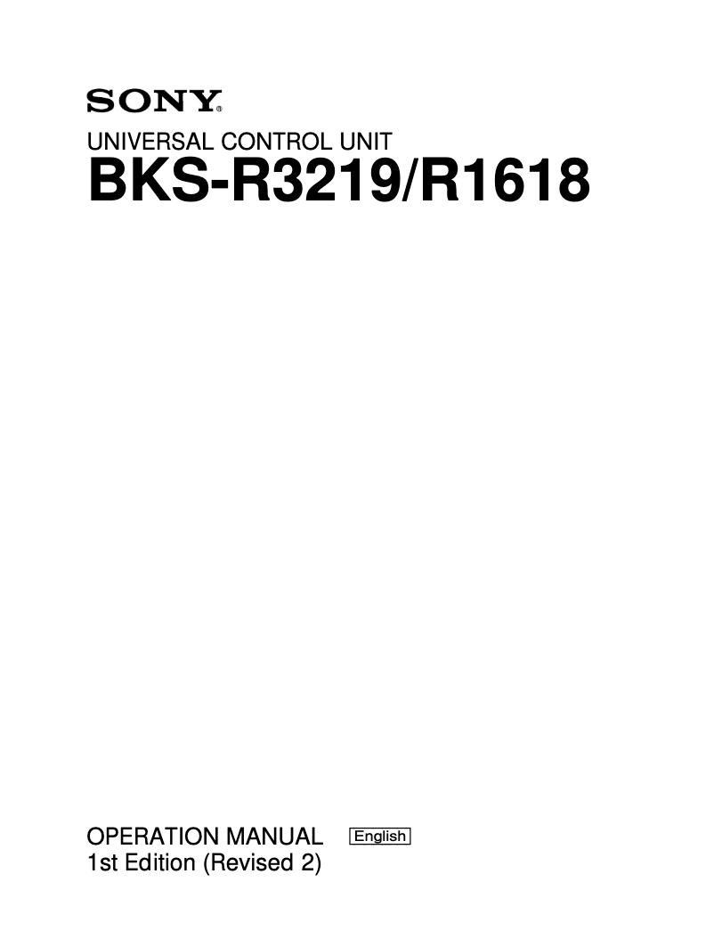Page 1 of the manual User Manual Sony BKS-R3219