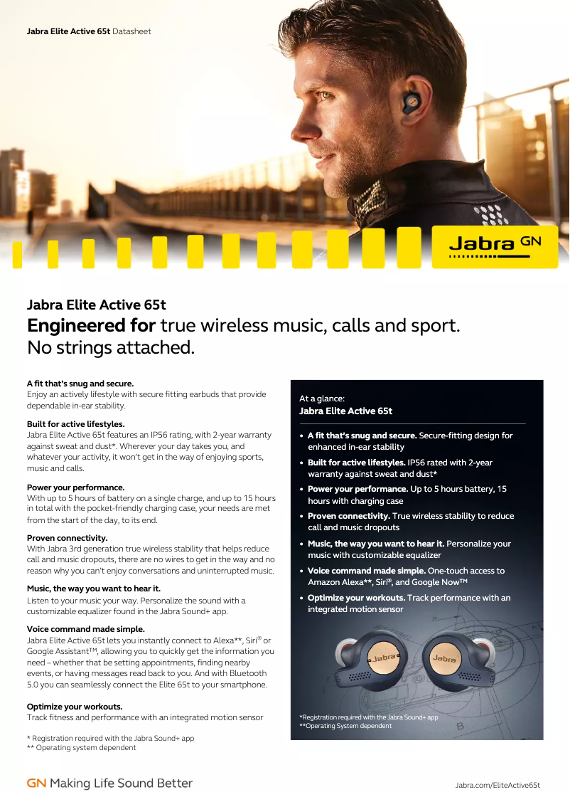 Image de la première page du manuel de l'appareil Elite Active 65t