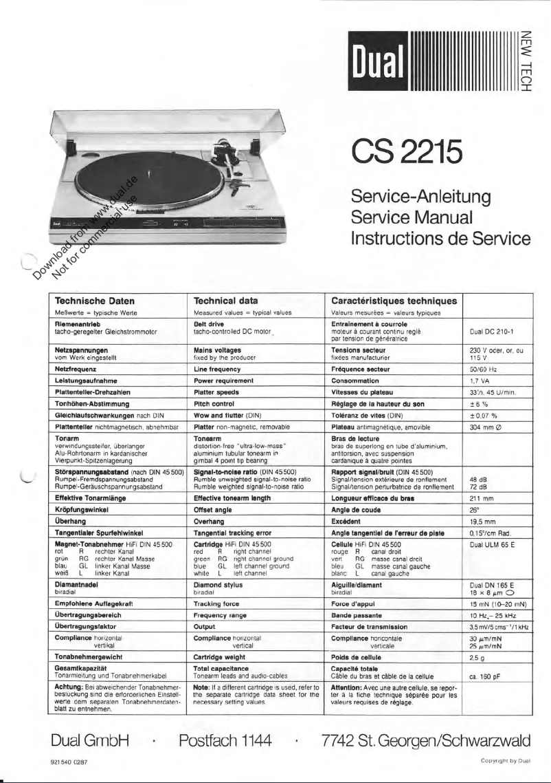 First page image of the manual for CS 2215