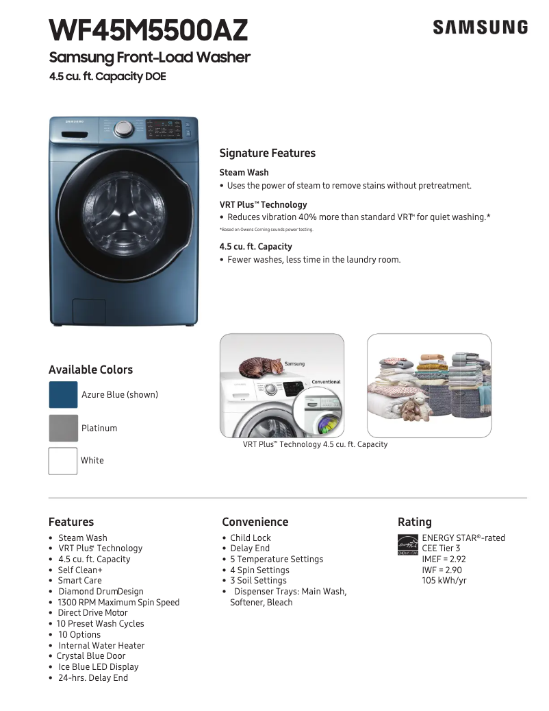 First page image of the manual for WF45M5500A