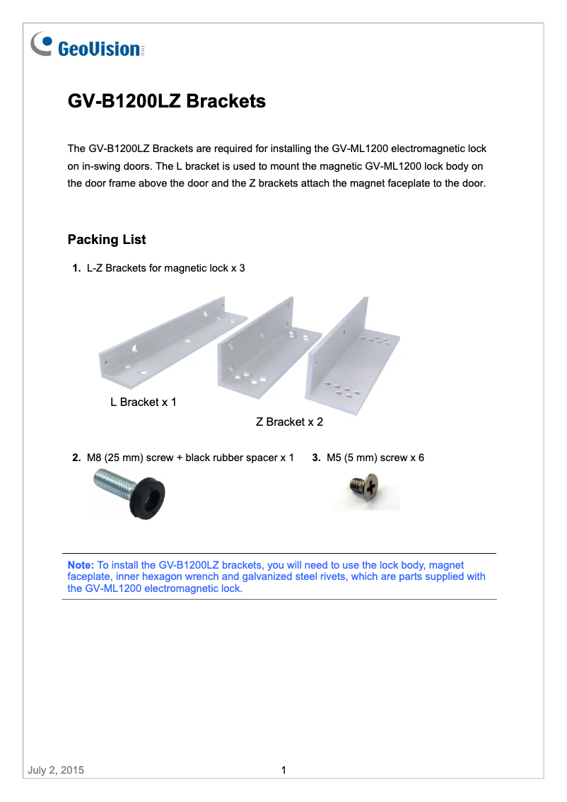 Image de la première page du manuel de l'appareil GV-B1200LZ