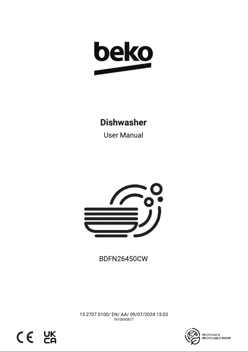 First page image of the manual for BDFN26450CW