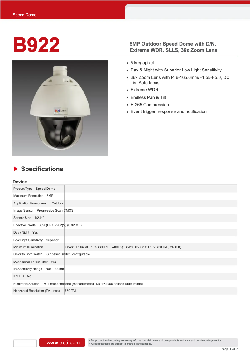 First page image of the manual for B922