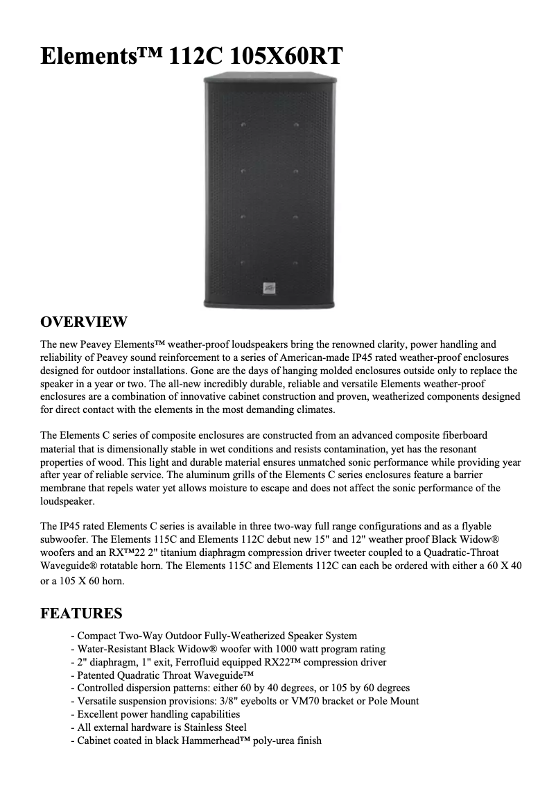 First page image of the manual for Elements 112C