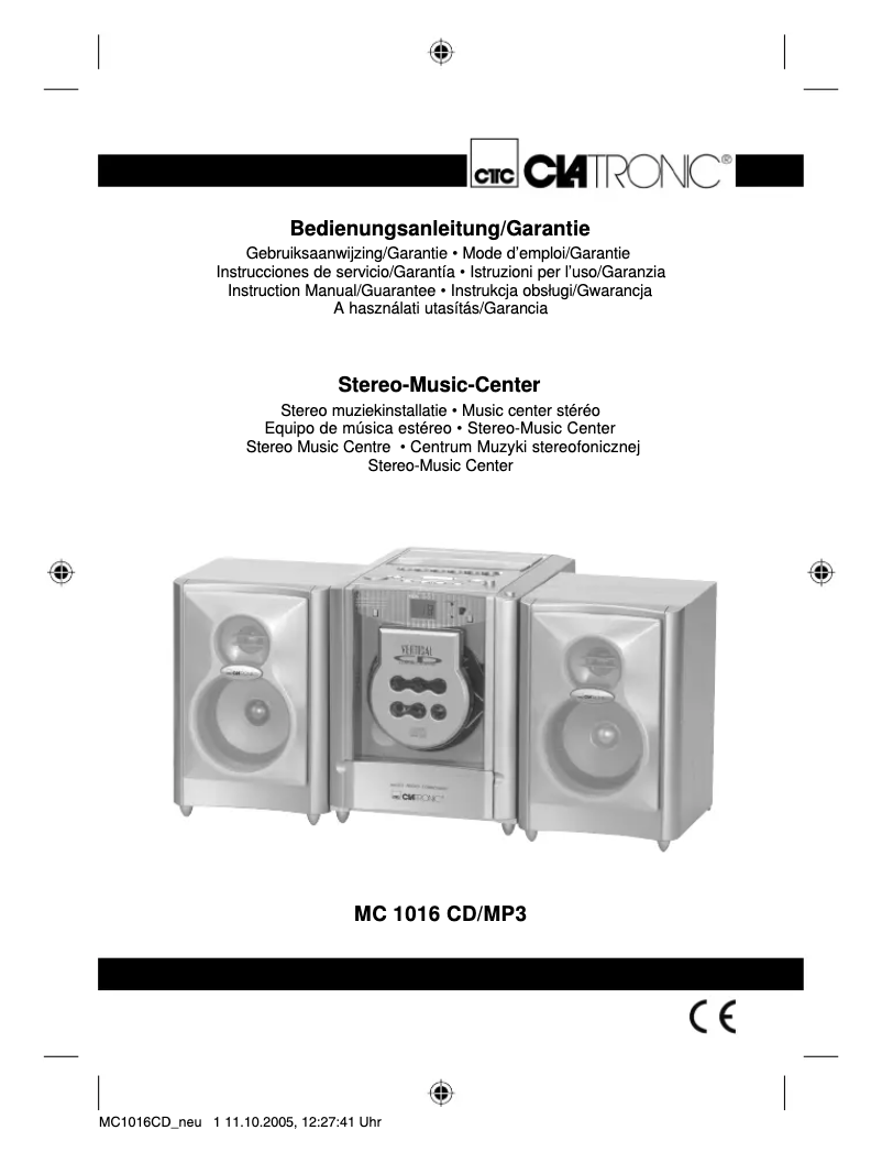 First page image of the manual for MC 1016 CD/MP3