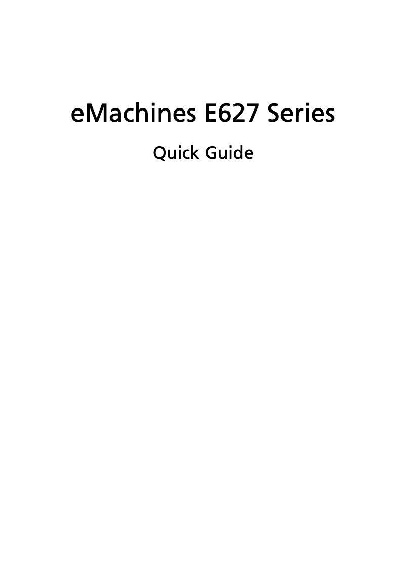 First page image of the manual for eMachines E627-5765