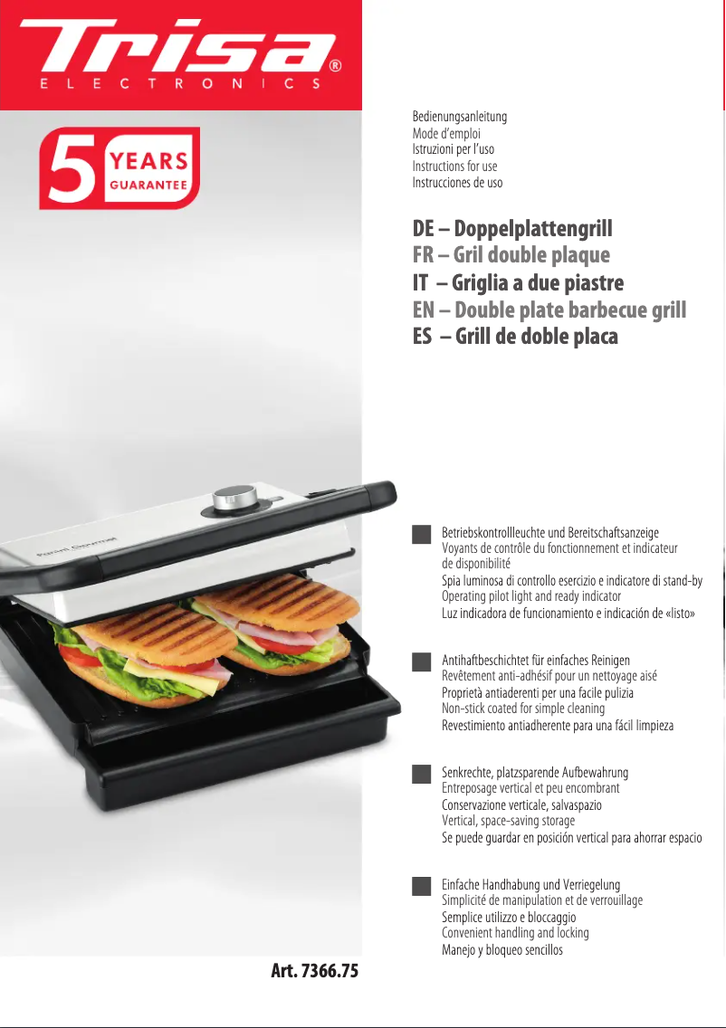 Page 1 of the manual User Manual Trisa Panini Gourmet 7366.75