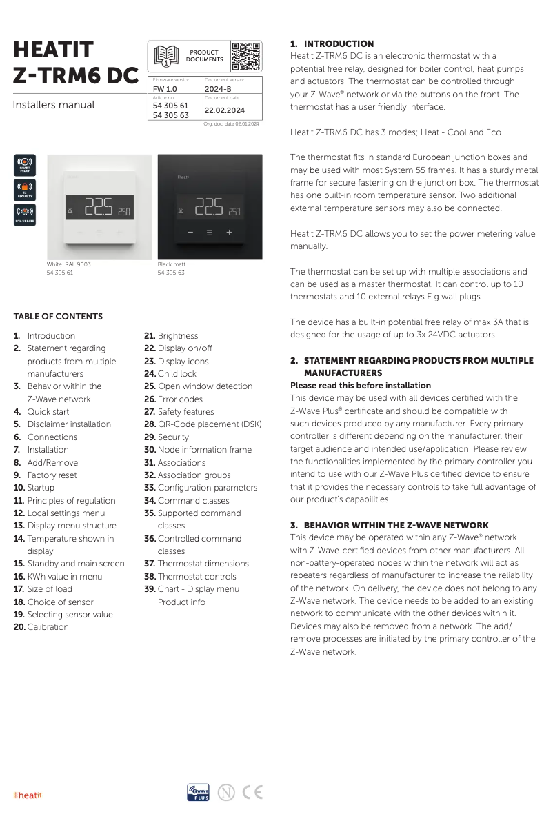 Page 1 of the manual User Manual Heatit Z-TRM6 DC