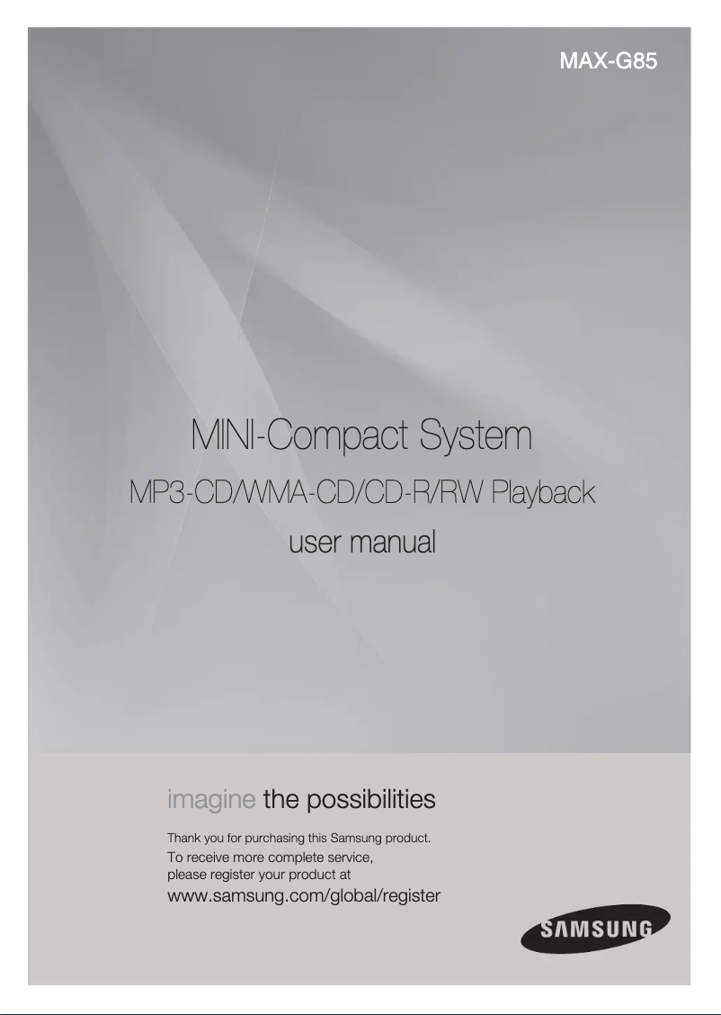 Page 1 of the manual User Manual Samsung MAX-G85