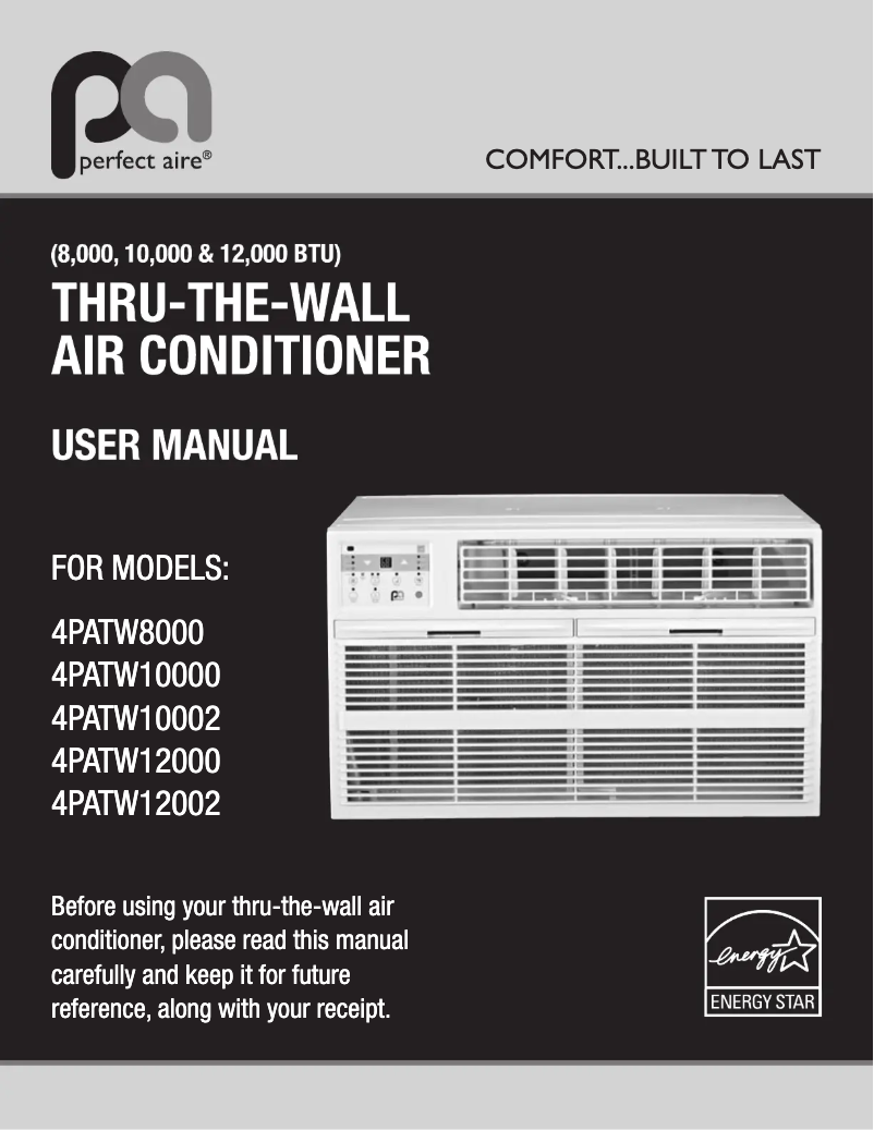 Page 1 of the manual User Manual Perfect Aire 4PATW10000