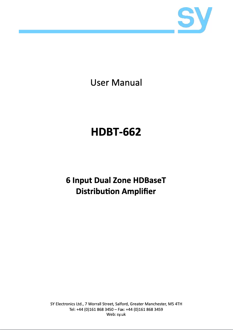 First page image of the manual for HDBT-662