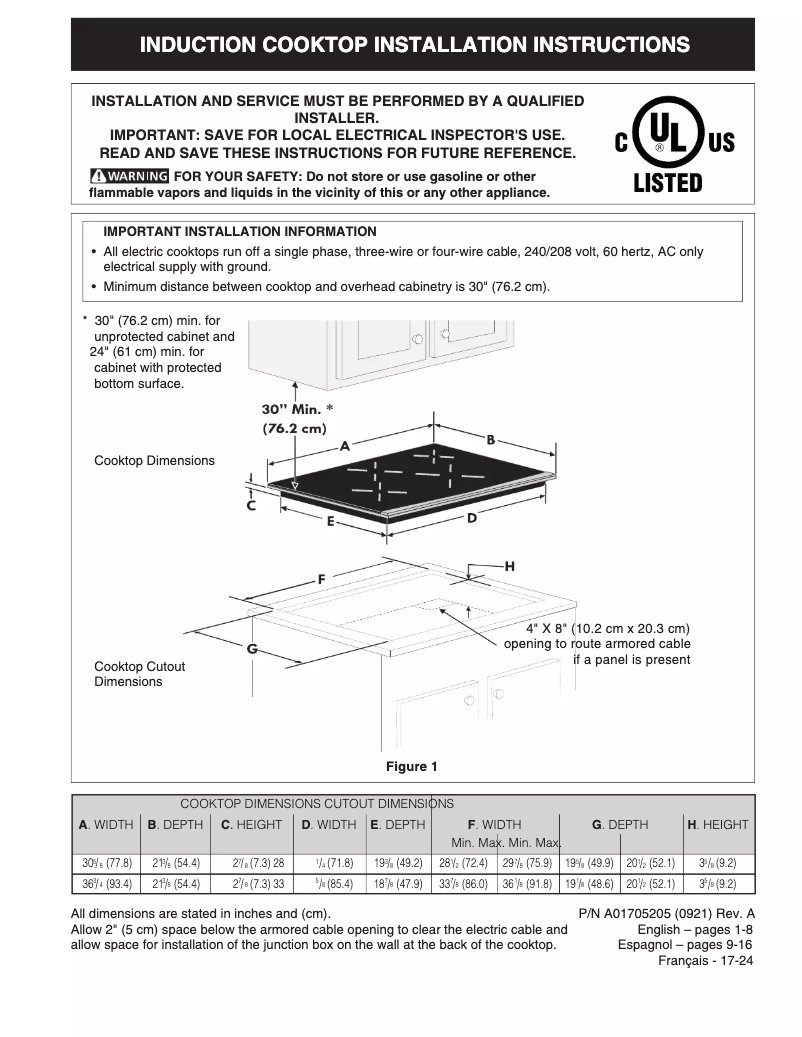 First page image of the manual for FCCI3027AB