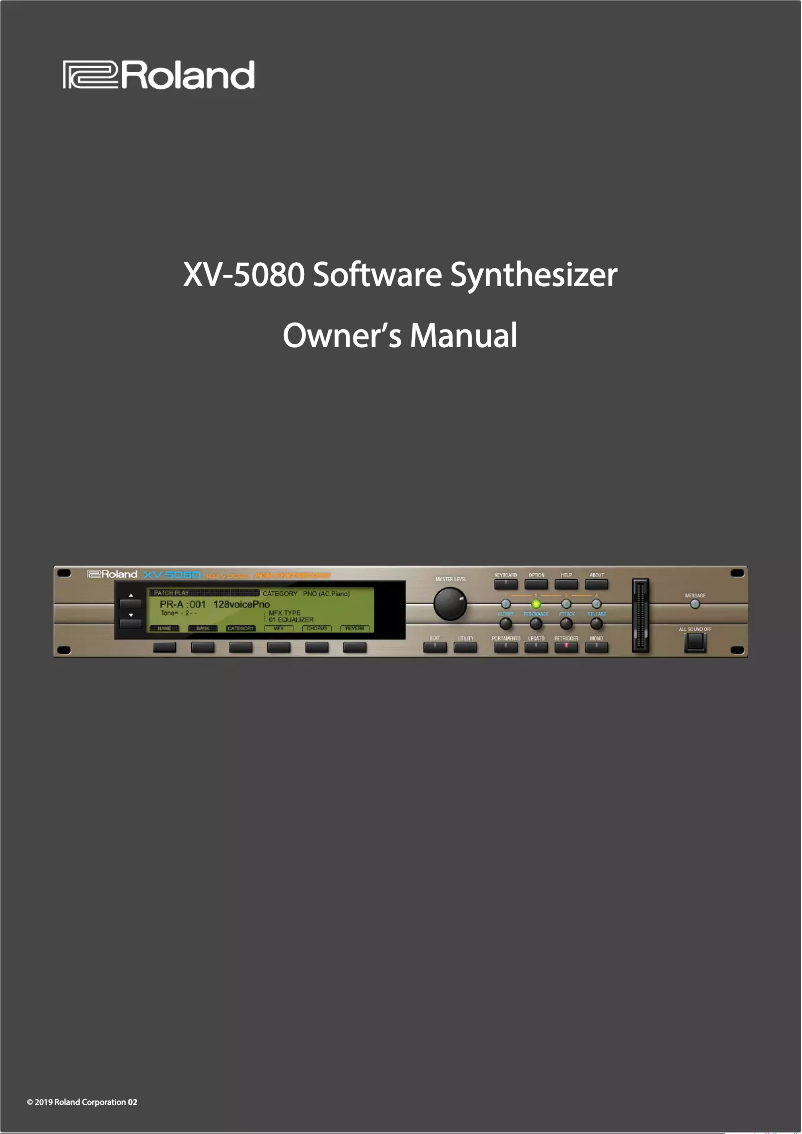 Page 1 of the manual User Manual Roland XV-5080