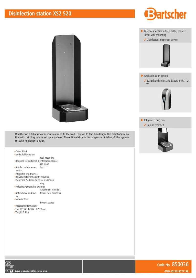 First page image of the manual for XS2 520
