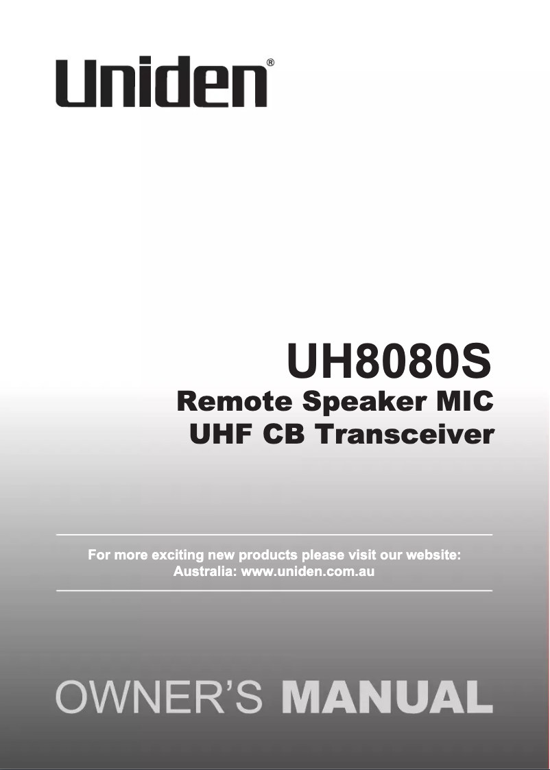 Page 1 of the manual User Manual Uniden UH8080S