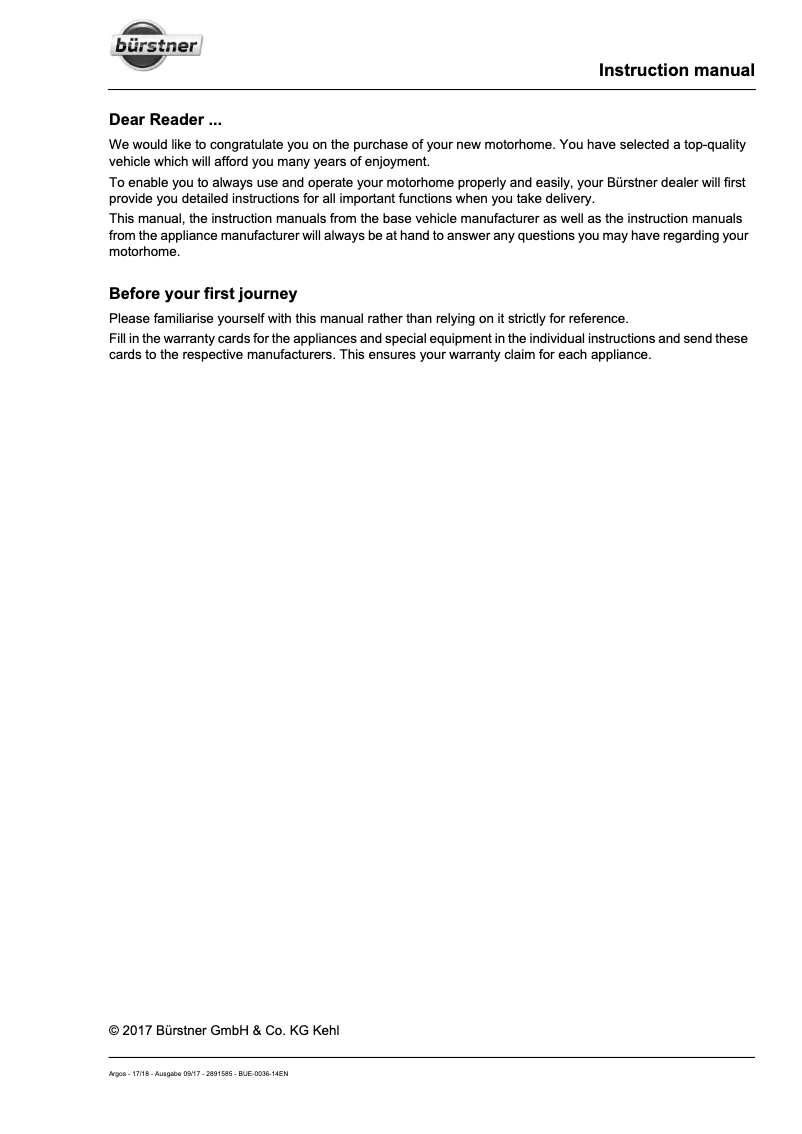 First page image of the manual for A-Modell (2018)