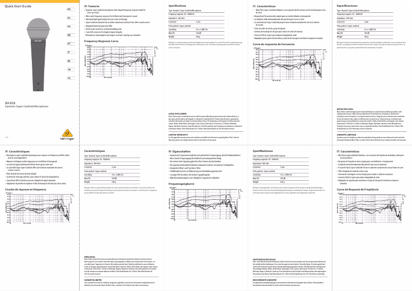 Page 1 de la notice Manuel utilisateur Behringer BA 85A