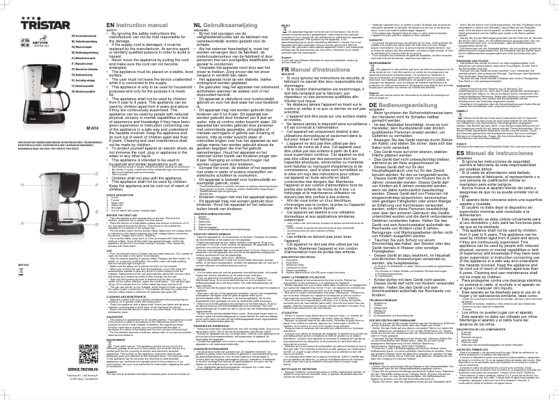 First page image of the manual for KZ-2216