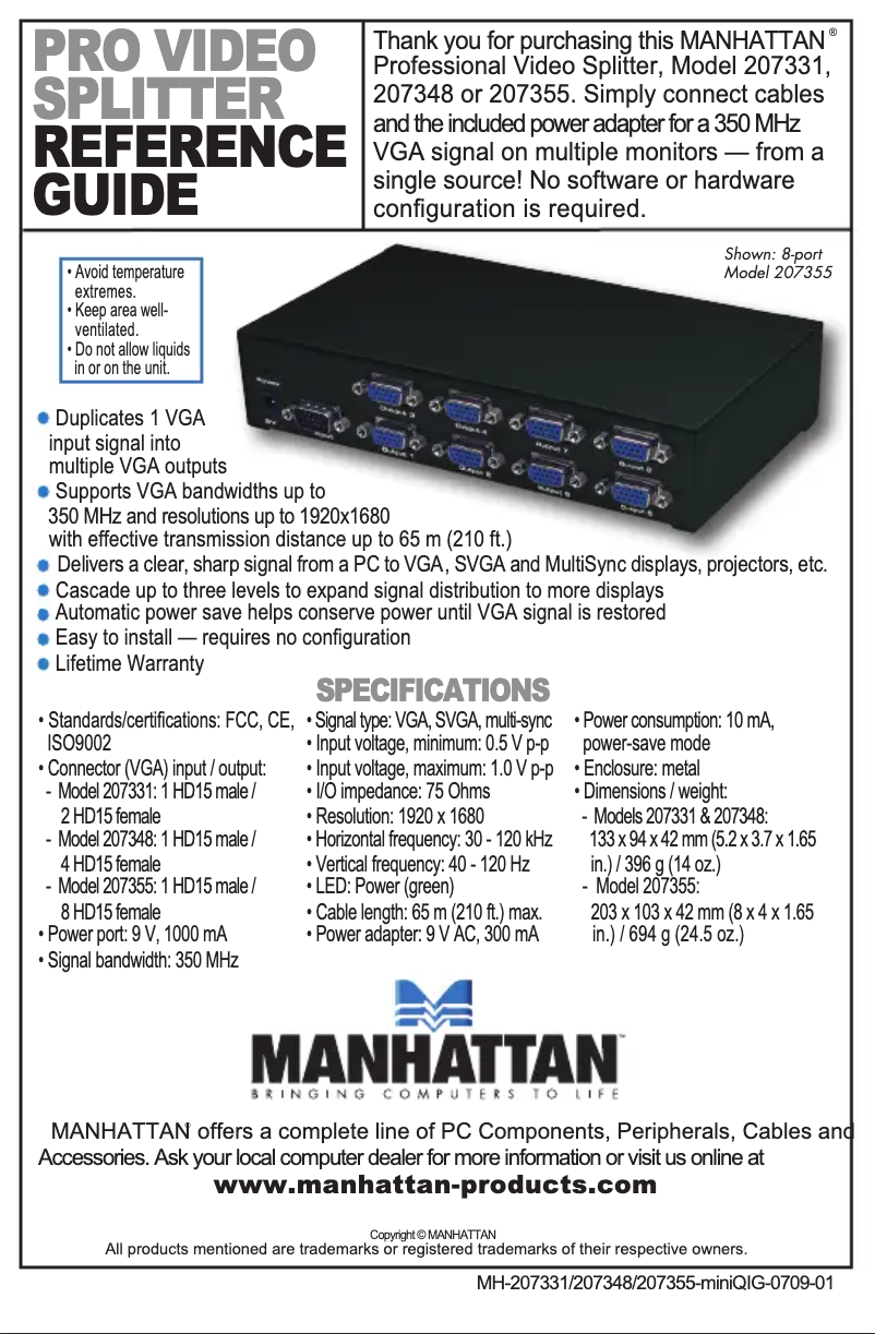 First page image of the manual for 207331