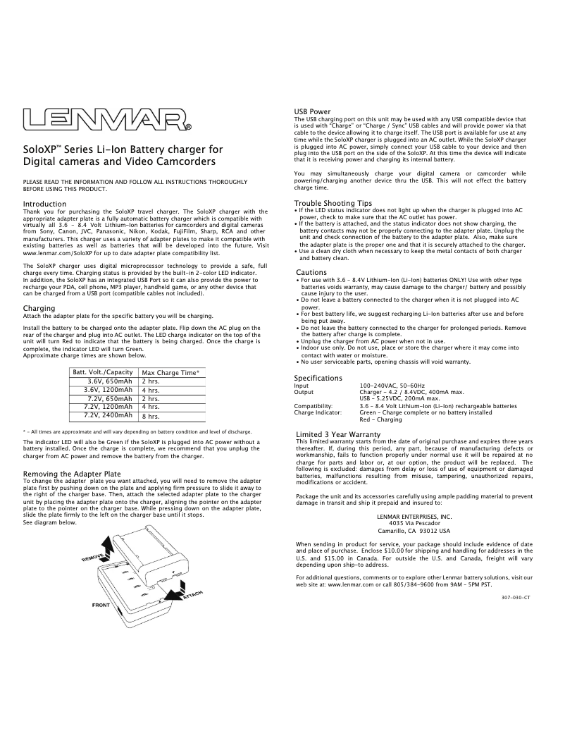 First page image of the manual for SOLOXP-A2