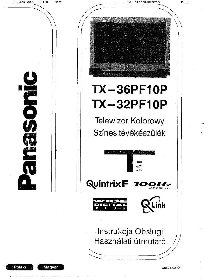 First page image of the manual for TX-36PF10P