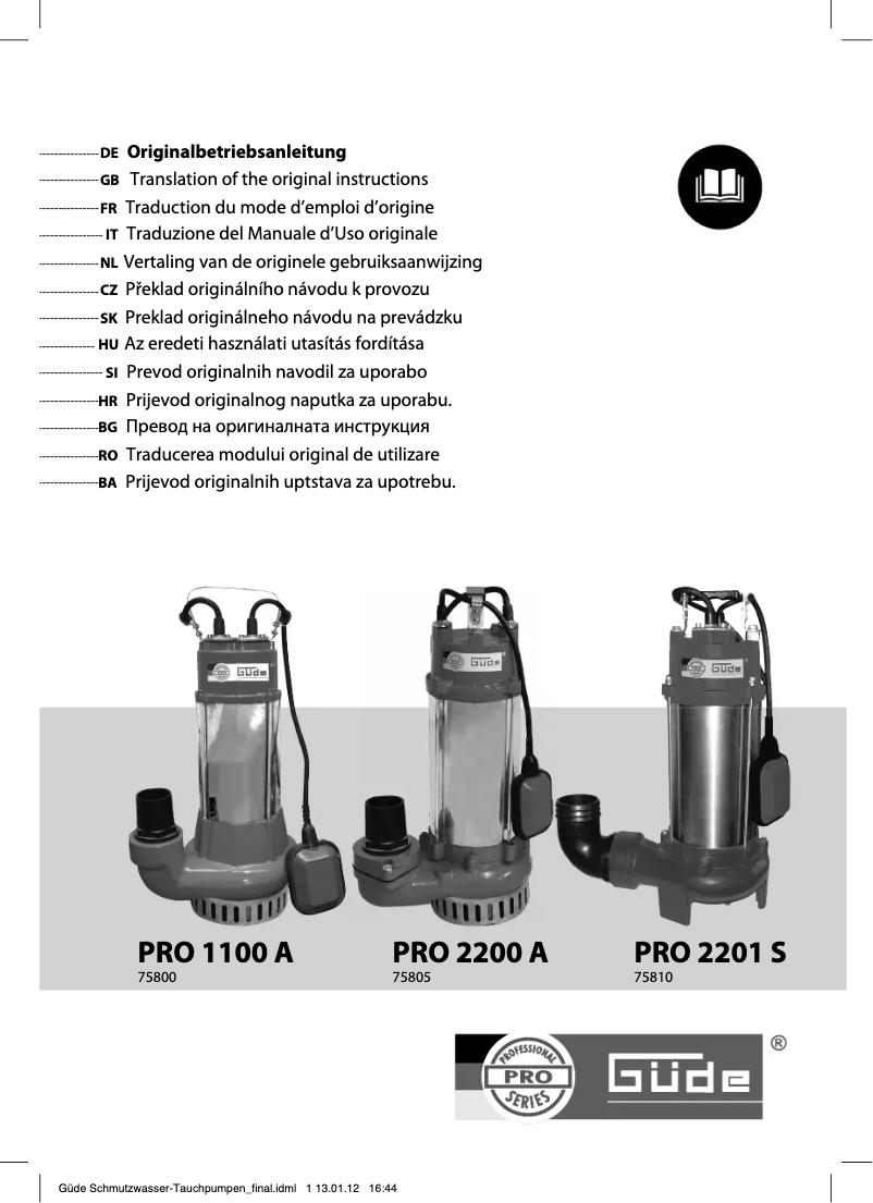 Page 1 of the manual User Manual Güde PRO 2200 A