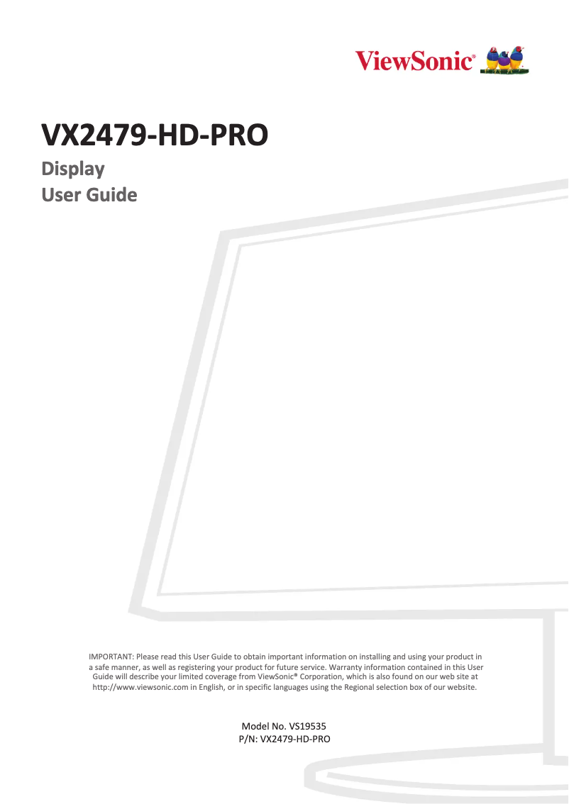 Page 1 de la notice Manuel utilisateur Viewsonic VX2479-HD-PRO