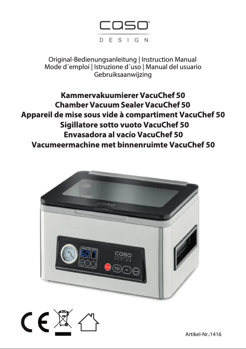 First page image of the manual for VacuChef 50