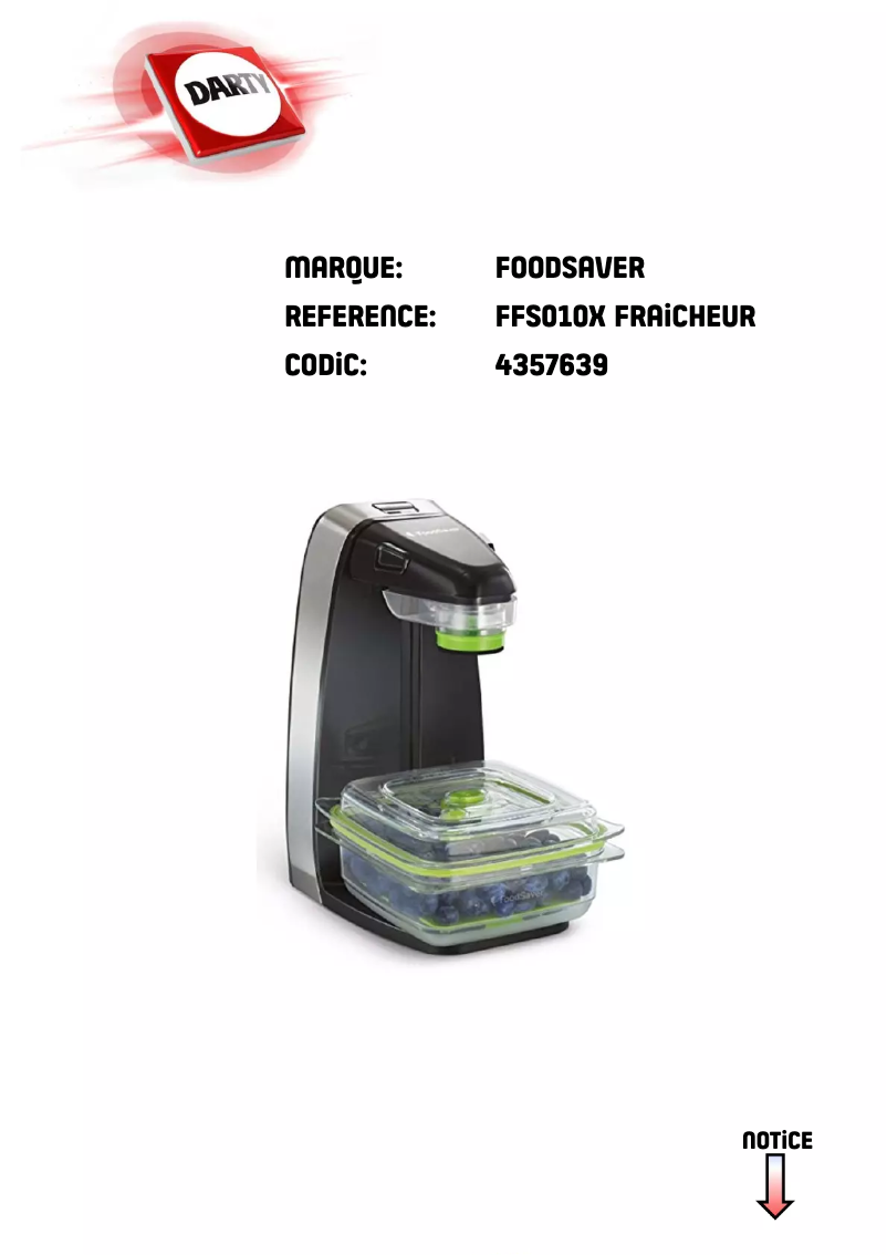 First page image of the manual for FFS010X