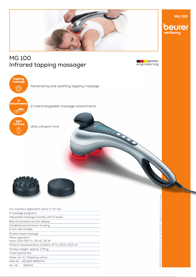 First page image of the manual for MG 100