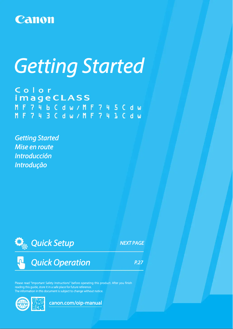 First page image of the manual for ImageCLASS MF741Cdw