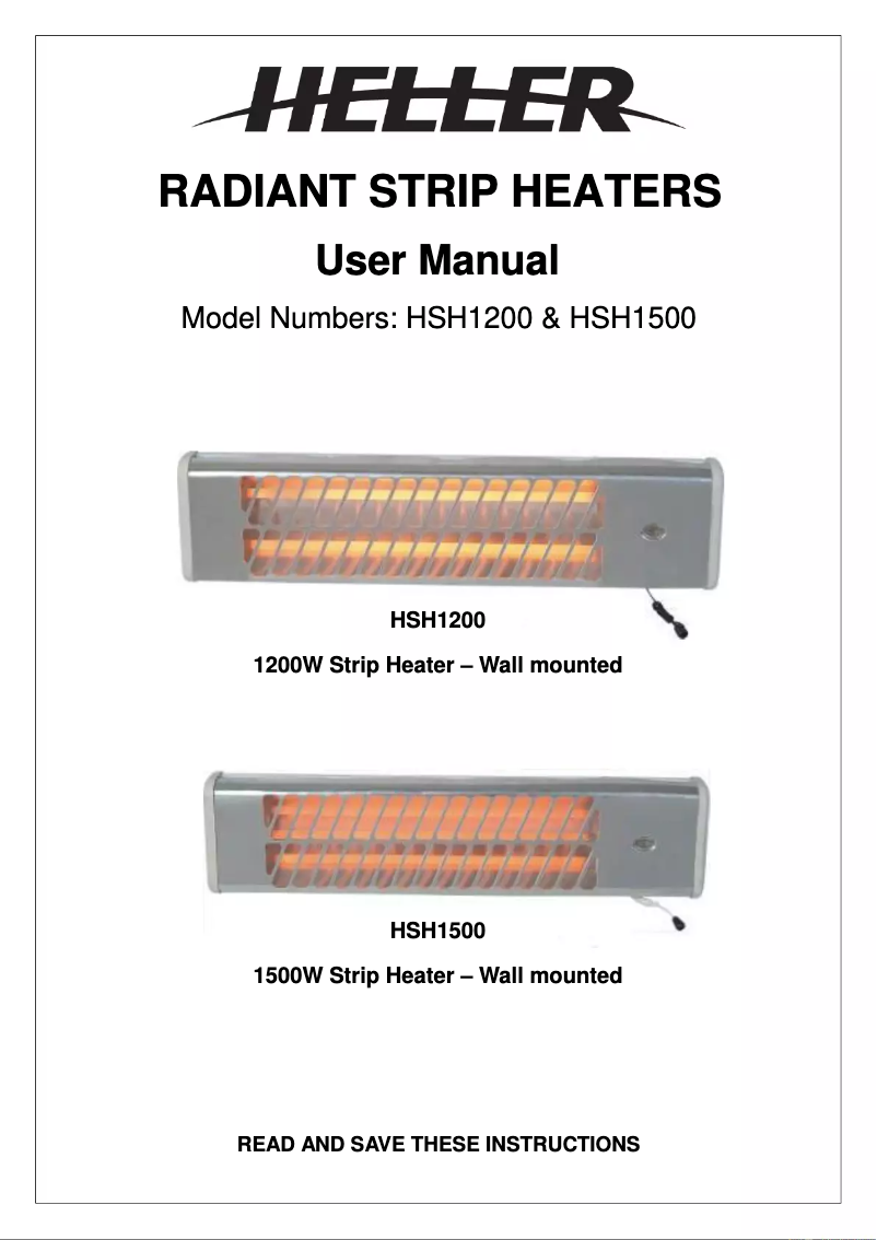 Page 1 of the manual User Manual Heller HSH1200
