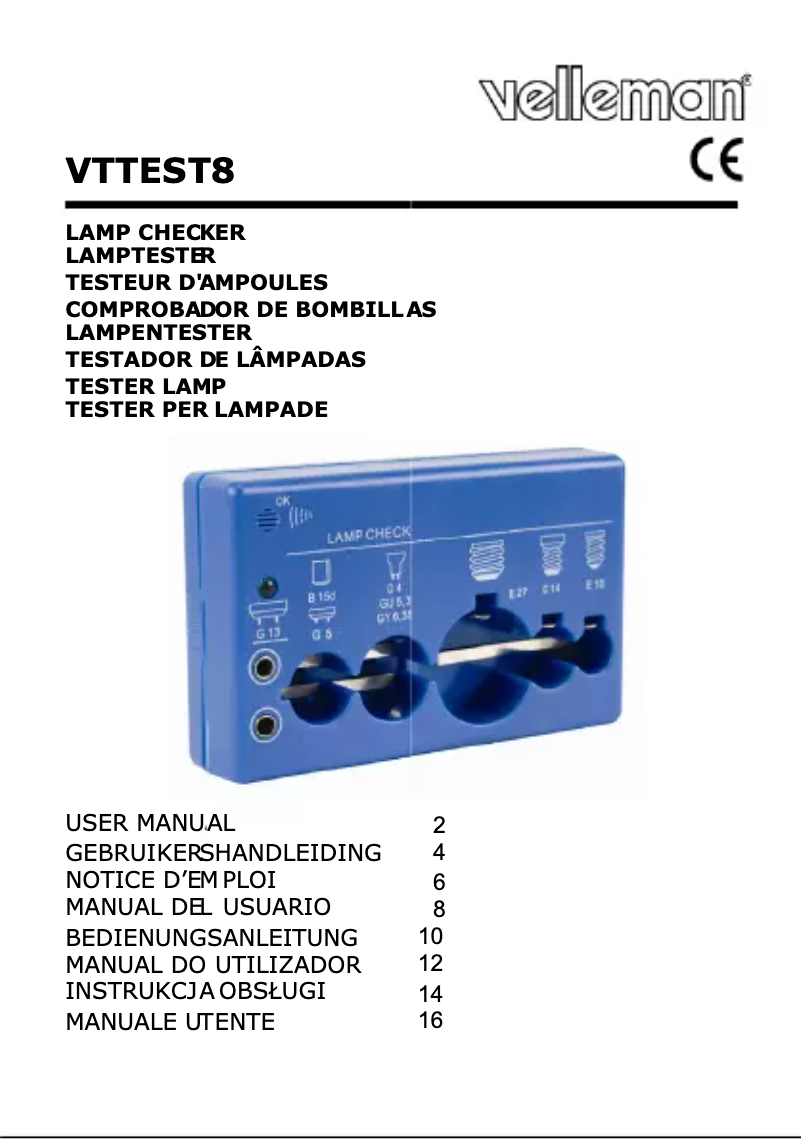 Image de la première page du manuel de l'appareil VTTEST8