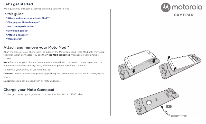 Page 1 of the manual User Manual Motorola Moto GamePad
