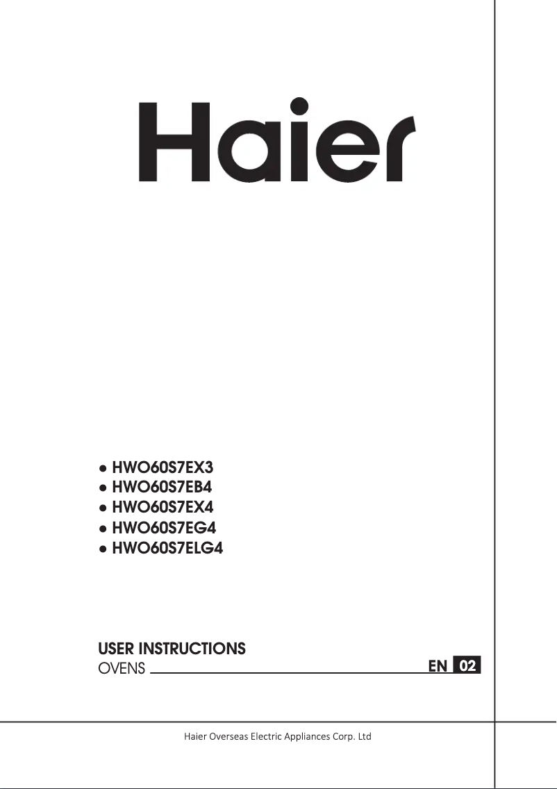 Page 1 of the manual User Manual Haier HWO60S7EB4