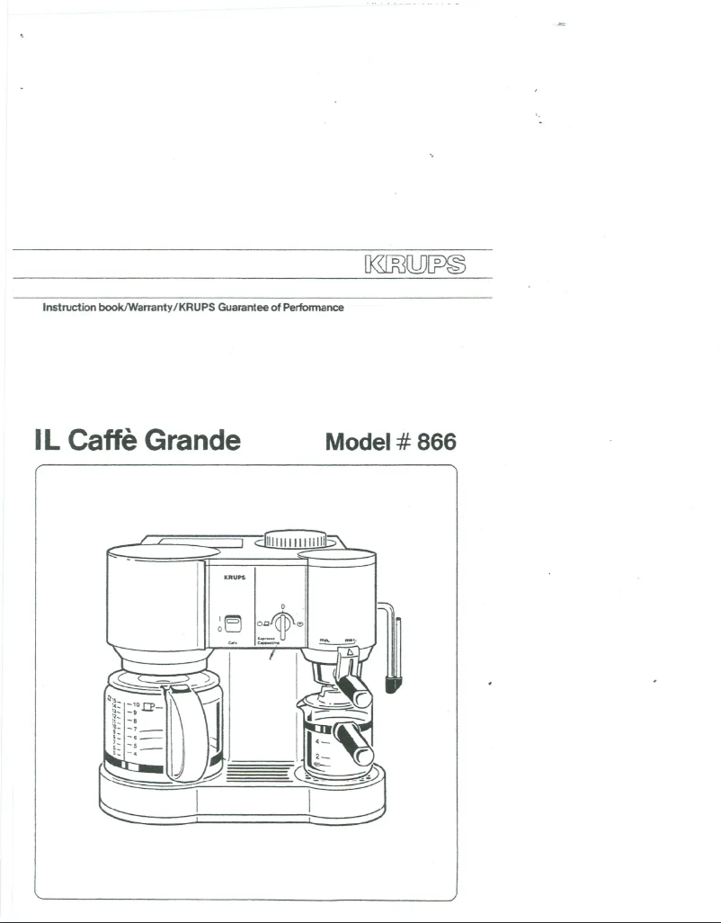 Page 1 de la notice Manuel utilisateur Krups Il Caffe Grande 866