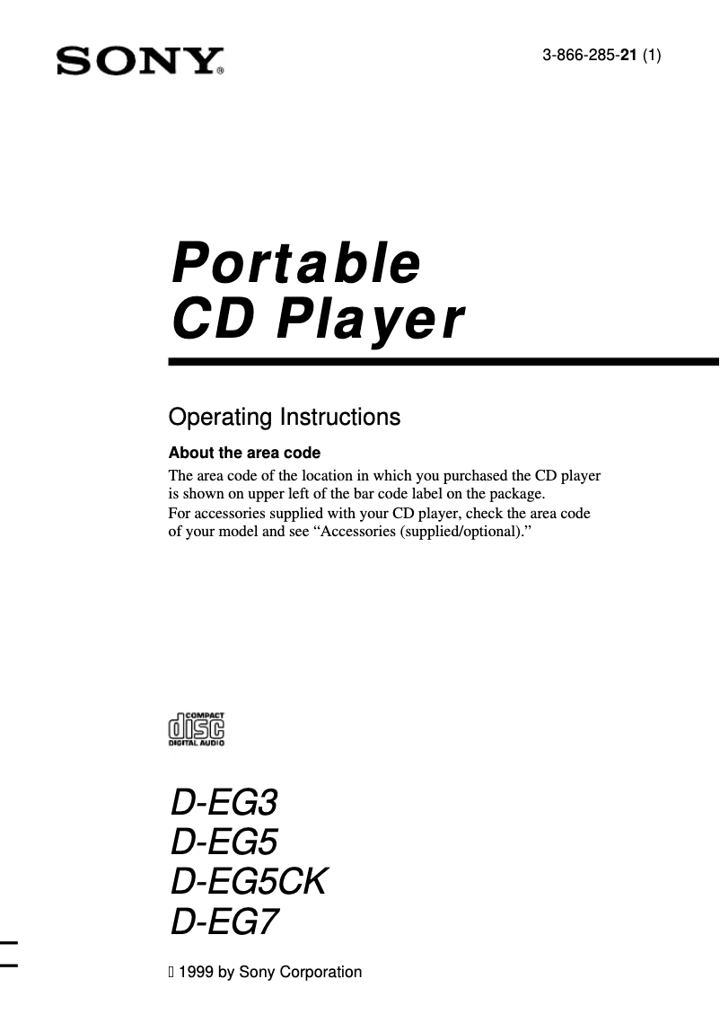 First page image of the manual for D-EG3
